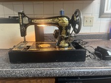 Working Vintage Singer Sewing Machine Model 24 With Champion Motor In Case picture