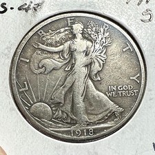 1918-S  WALKING LIBERTY SILVER HALF DOLLAR HIGH GRADE COIN picture