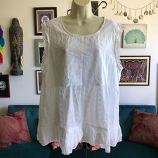 SUZANNE BETRO size 1X Sleeveless White Eyelet Embroidered Cottagecore Top NWT picture