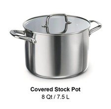 Tramontina Triverge Tri-Ply Clad Stainless Steel 8-Quart Stock Pot w/ Glass Lid picture