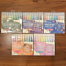 Grabie Bold & Bright Coloring Kits Set of 5 Acrylic Gel Pens Coloring Books NEW picture