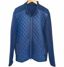 GREYSON Men's Blue Quilted Full Zip Jacket Stand-Up Collar Logo Size M picture