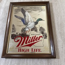 Miller High Life Mallard Duck Mirror Sportsman Series First Edition Bar Decor picture