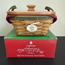 Longaberger Tree Trimming Collection 2005 Tree Trimming Tinsel Basket Set W/ Lid picture
