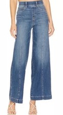 Spanx Seamed Front Wide Leg Pull-on Jeans Vintage Indigo Blue 20407Q XS Petite picture