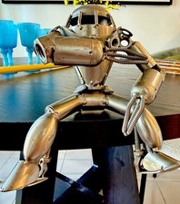 Scrap Metal Junk Art Robot Sculpture Statue Sci-Fi Mega Man picture