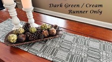 New PRIMITIVE Table Runner DARK GREEN CREAM WINDHAM 32