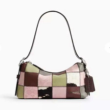 Coach Coachtopia Checkered Patchwork Multicolor Shoulder Bag Zip w/Dust Bag picture