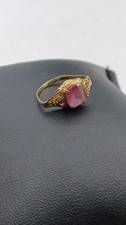 Antique 1920s 10K Yellow Gold Filigree Shilds Ring Purple Gemstone picture