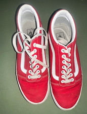 VANS Old Skool Red/White Low Top Lace-Up Unisex Adult Athletic Sneakers picture