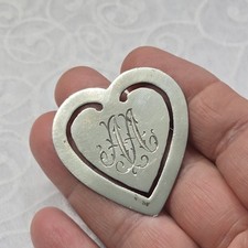 Vintage Mexican Silver Heart Shaped Monogrammed AA Bookmark 5.39g picture