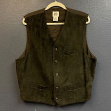 Gap L men’s green suede leather / cotton vest vintage picture