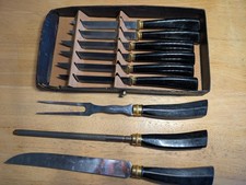 Vtg Sheffield E. Parker & Sons Carving Set Of 7 Knives picture