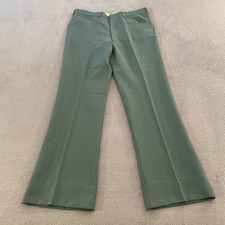 NEW Vintage 60s 70s Pulse Disco Trousers Slacks Pants Mens 36x33 Green Chino NOS picture