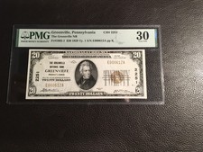  20.00 1929 National Greenville PA PMG 30 VF picture