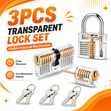 3PCS Clear Practice Lock Kit with 3 Transparent Locks and Keys for Training Use picture