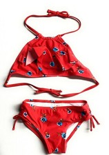 Kanu Surf Little Girls' Halter Bikini 2-Pcs UPF-50 Swimsuit (Morgan Red, Size 7) picture
