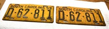 Pair of Vintage 1953 South Carolina License Plates picture