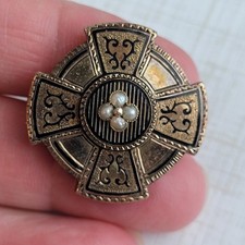 Vintage Tiny Victorian Gold Tone Seed Pearl Pin READ picture