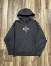 Supreme Black Cross Logo Graphic Pullover Hoodie Men’s Size s Cotton Fleece picture
