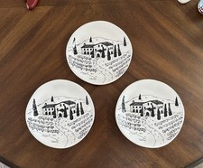 Pier 1 Tuscany Scene Plates Set three Salad Dessert Italy Vineyard Black White picture