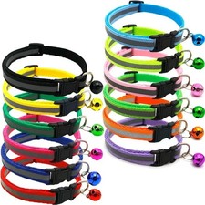  Adjustable Reflective Nylon Cat Collar Bell For kitten Small Dog Puppy Pet  picture