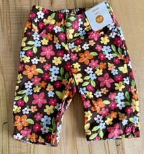 Gymboree Girls Floral Capri Pants 12-18 Mos Brown Multicolor Cotton Pull-On picture