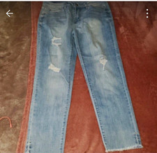 Kensie Women’s Skinny Jeans Light Wash Distressed Frayed Hem Blue Size 8 picture