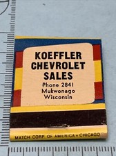 Front Strike Matchbook  Koeffler Chevrolet Sales  Mukwonago ,Wisconsin   gmg picture