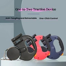 Dual Pet Leash Retractable Reflective Lead 360 Swivel Double Dog Walking Leash picture