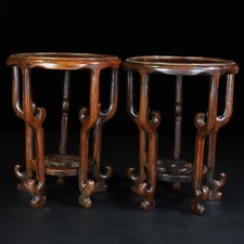 A Pair Chinese Natural Rosewood Handcarved Exquisite Base  18419 picture