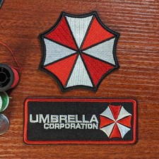 Umbrella Corporation Logo & Badge 2 Patch Set Resident Evil Biohazard Iron On picture