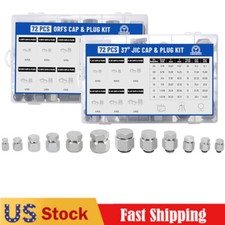 144PCS Hydraulic JIC 37 Degree and ORFS Flat Face Cap and Plug Assortment Kit, S picture