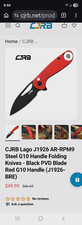 CJRB Lago J1926 Pocketknife AR-RPM9 Drop Point Plain Button Lock Red G10 picture