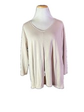 Eileen Fisher Sleepwear by Garnet Hill Size XL Sleep Top Beige Knit Cotton picture