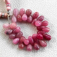 Pink Sapphire Gems 9x6 to 10x6 mm Smooth Teardrop Beads 4