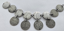 Antique Victorian Silver Dime Love Token Bracelet 13 Coins Engraved,Friend,Mama picture