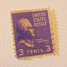 United States 3 Cent Thomas Jefferson Used Postage Stamp Purple Historical picture