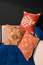 3 PCS Set of Hand Woven Jute Kilim Cushion Cover Indian Vintage Pillows Shams picture