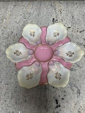 Vintage Two’s Company Pink & White Oyster Plate Gold Trim Floral 9.25”🔥🔥 picture