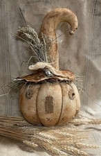 Primitive Fall Halloween Pumpkin Scarecrow Sitter 15x10 picture