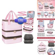 MZTXY Nail Polish Organizer Bag Hold 84 Bottles(15ml/0.5 Fl.oz), 3 Layers Nail picture