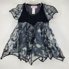 Vintage Princess Paradise Embroidered Bat Cob Web Spooky Halloween Dress Med 8 picture
