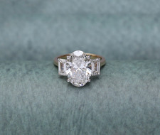 5.00CT Oval-Cut VS Lab Grown Diamond Three Stone Wedding Ring Yellow Gold 14K picture