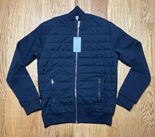 Reiss Hybrid Quilted Zip Through Jacket Coat Navy Felix Freddie Mens Size S picture
