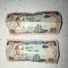 Bank of Jamaica Fifty Dollar Banknotes 2018 2019 Jamaica 2 Pieces Circulated picture