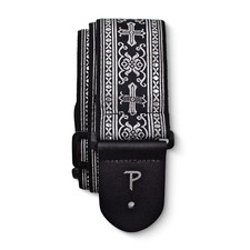 Perri's Leathers Jacquard Guitar Strap - Silver Cross Design, Adjustable picture