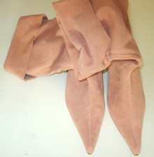 Oooh-La-La PINK SUEDE BOOTS NIB Vtg NINE WEST Kitten Heels Pointy Toes Sz 41.5 picture