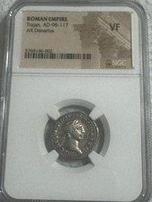 Emperor Trajan 98-117 AD Silver Denarius Graded NGC Very Fine VF  2000 Year Old picture
