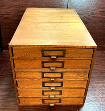 ANTIQUE MISSION OAK FLAT FILE CARD CATALOG - 6 DRAWER CABINET picture